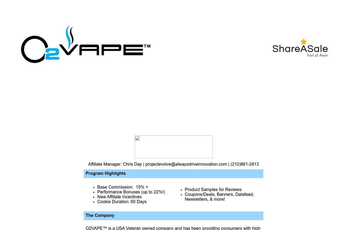 O2VAPE affiliate program signup page