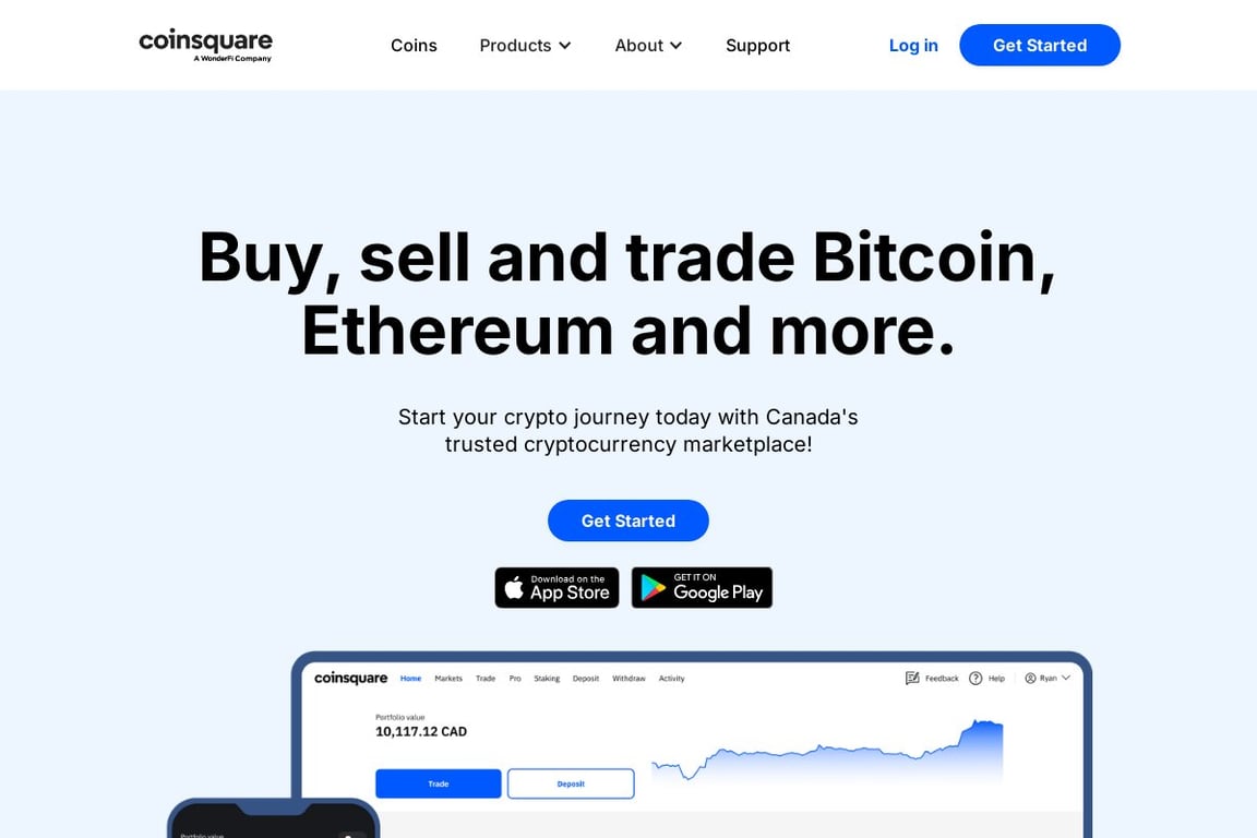 Coinsquare homepage