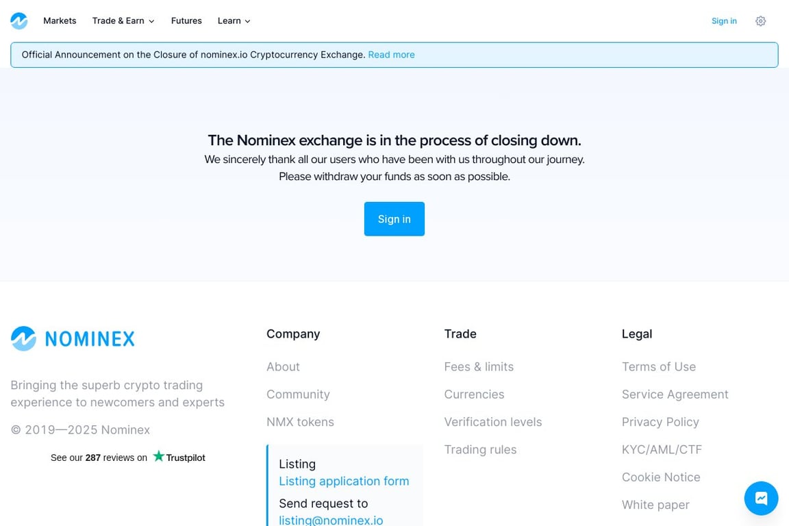 Nominex homepage