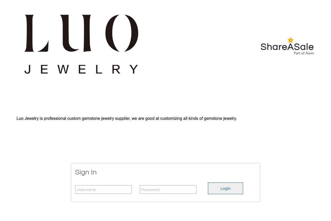 Luo Jewelry affiliate program signup page