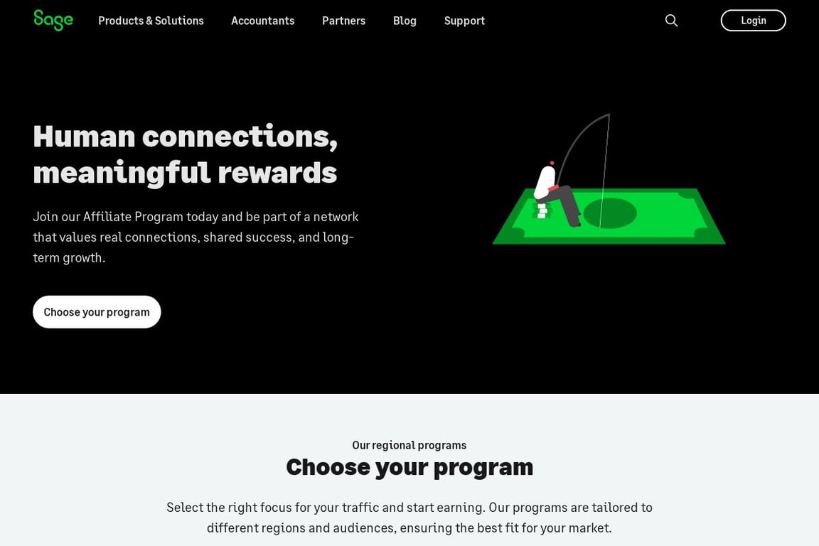 Sage Financials affiliate program signup page