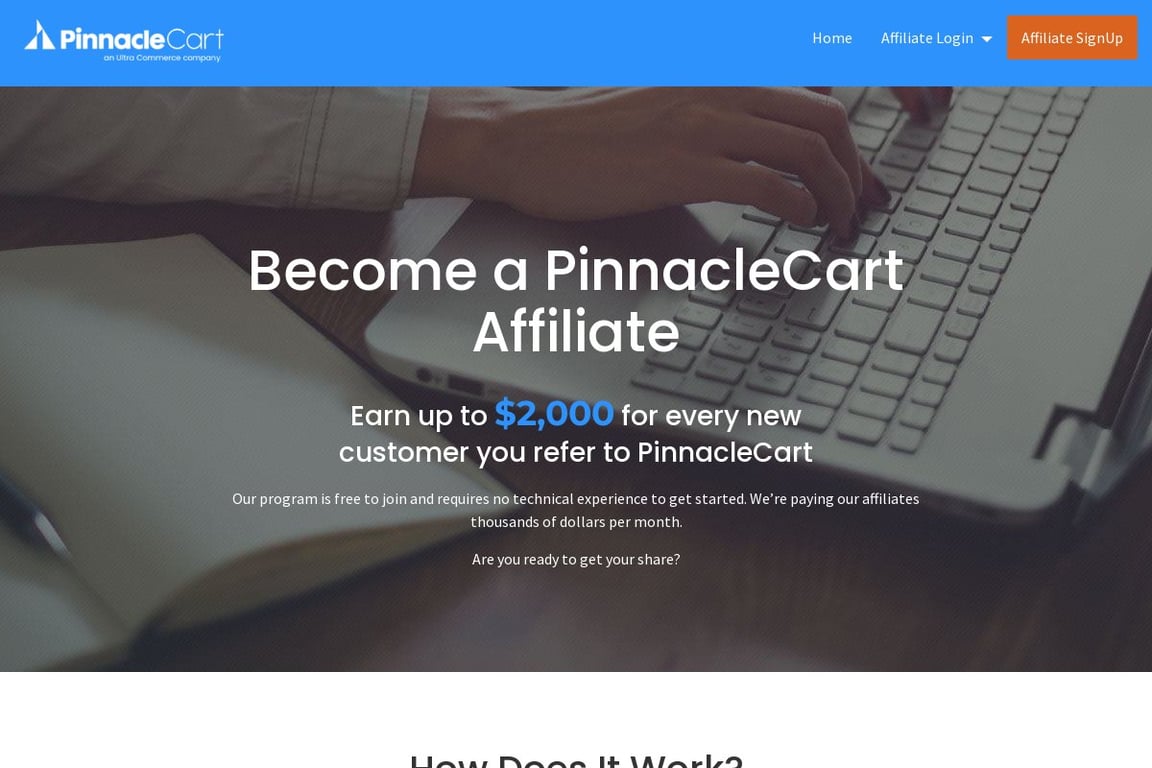 PinnacleCart affiliate program signup page