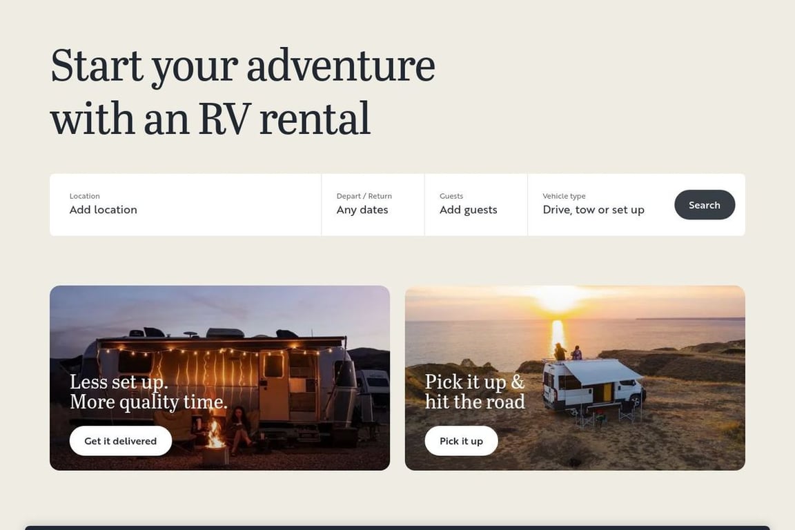 Outdoorsy homepage