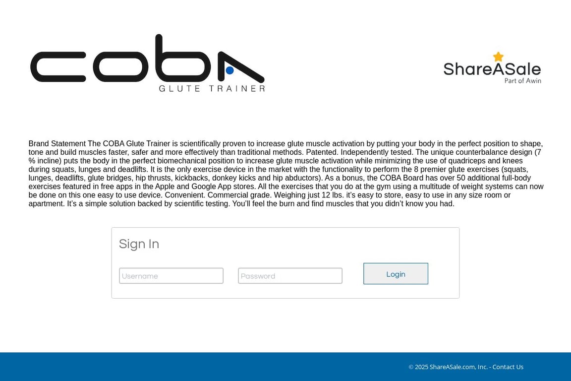 Coba Board affiliate program signup page