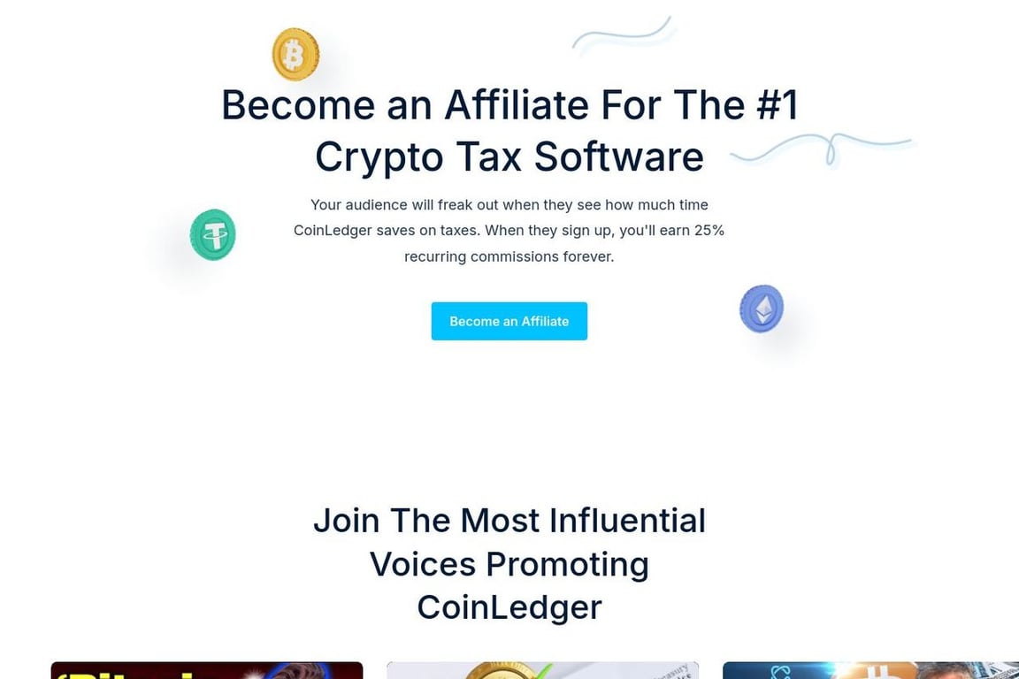 CryptoTrader.Tax affiliate program signup page