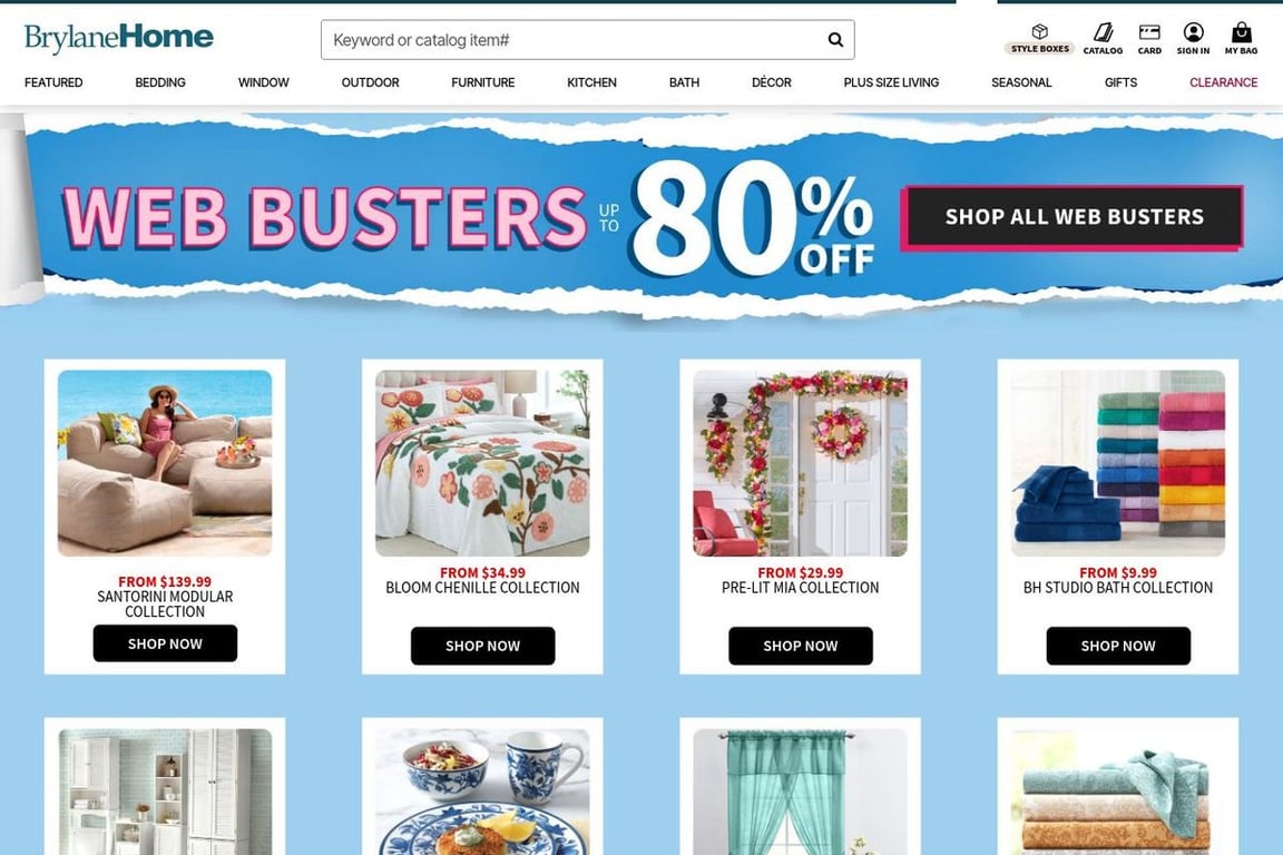 Brylane Home homepage