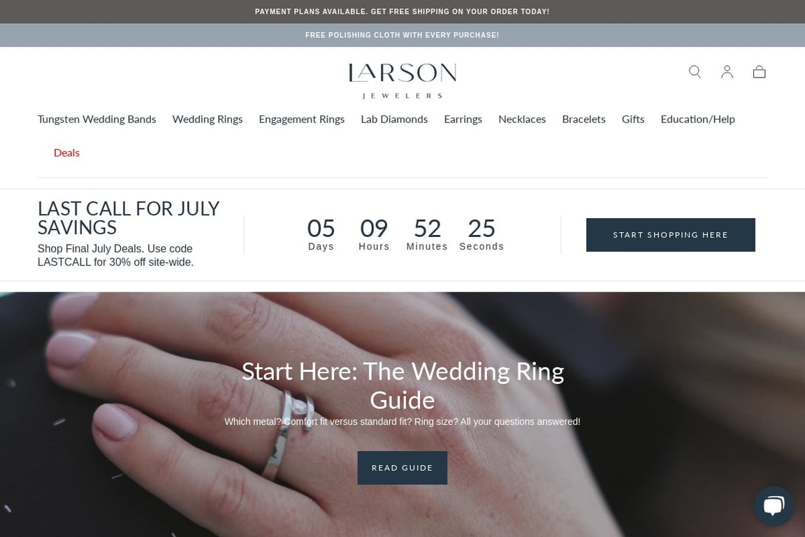 Larson Jewelers homepage