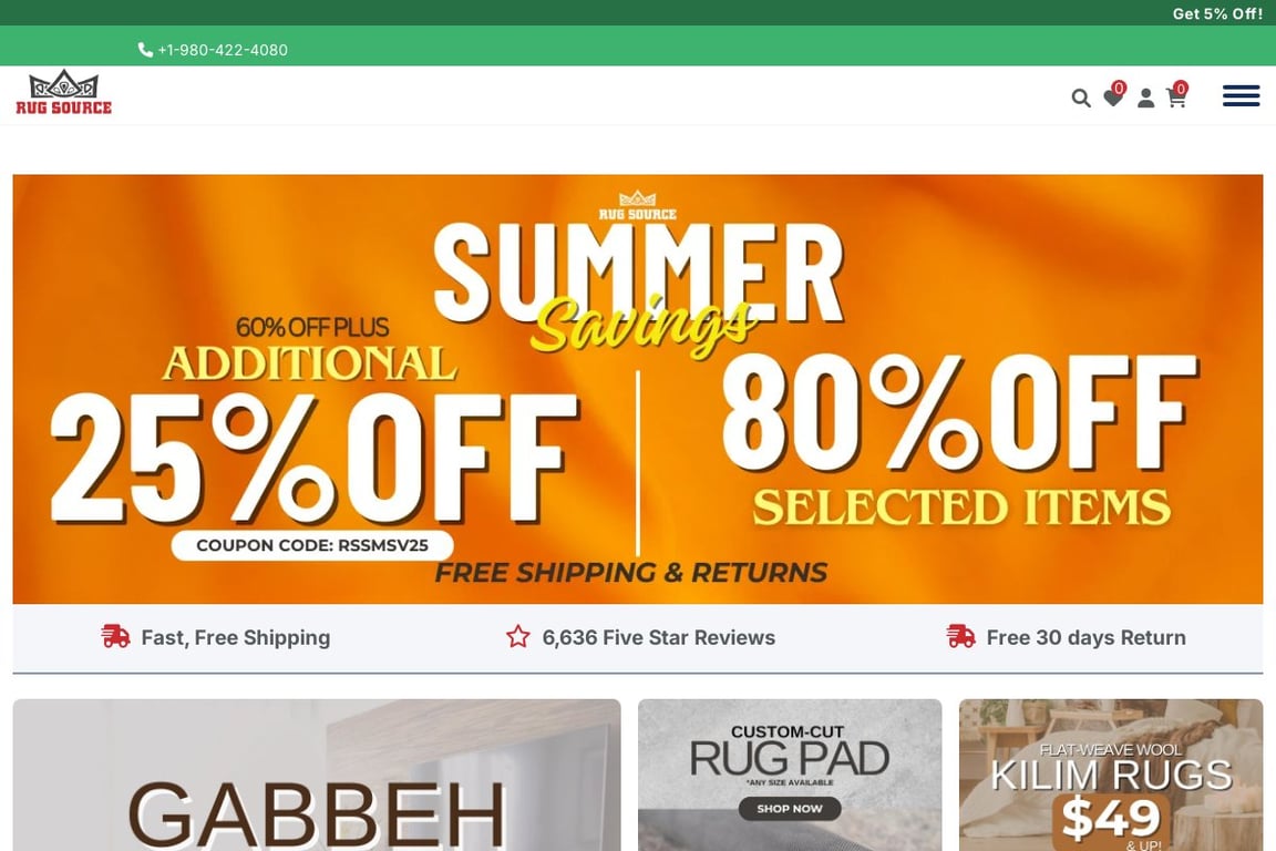Rug Source homepage
