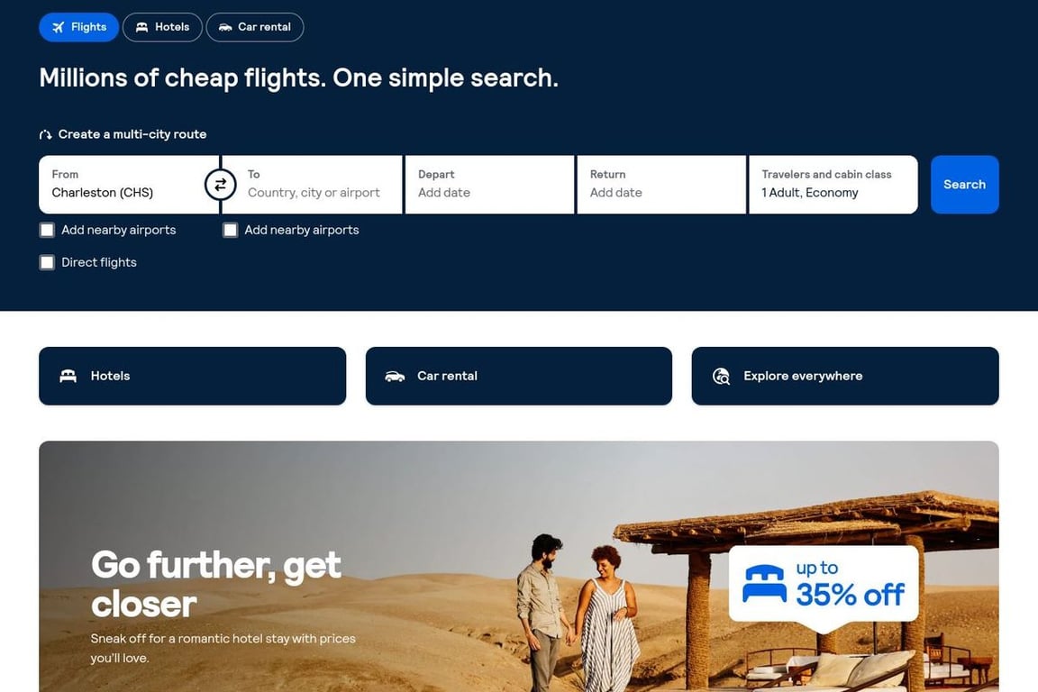 Skyscanner homepage