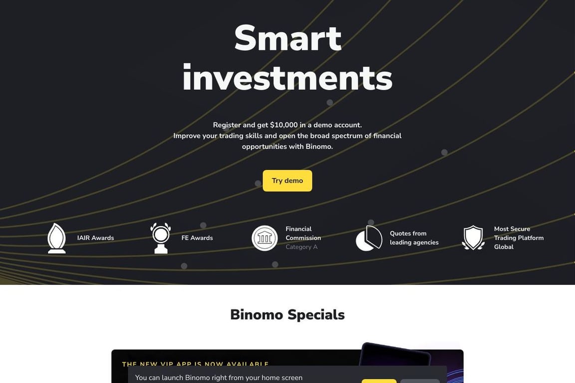 Binomo homepage