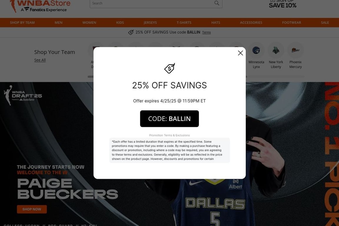 WNBA homepage