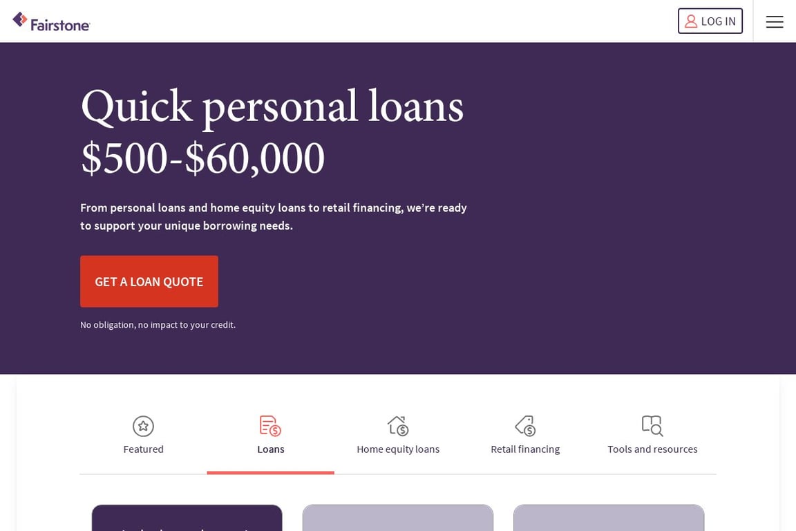 Fairstone Canada Personal Loans homepage