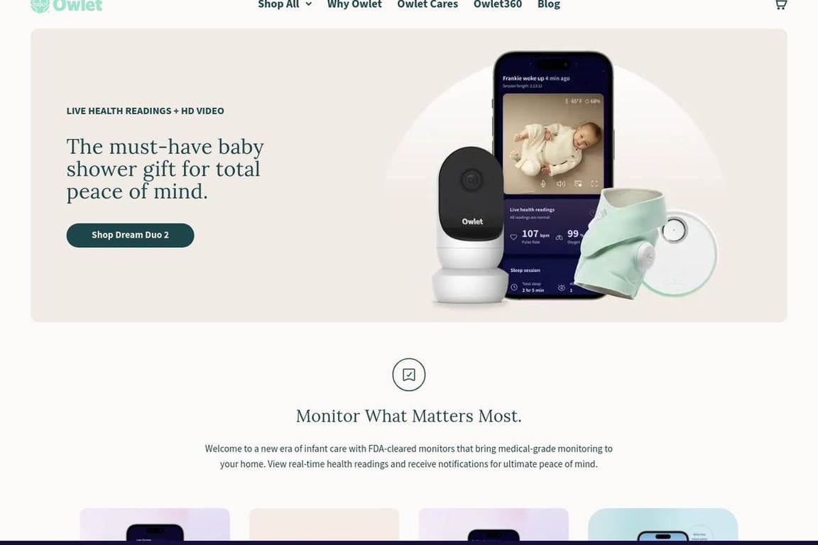 Owlet Baby Care Inc. homepage