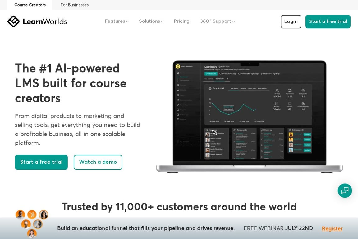 LearnWorlds homepage