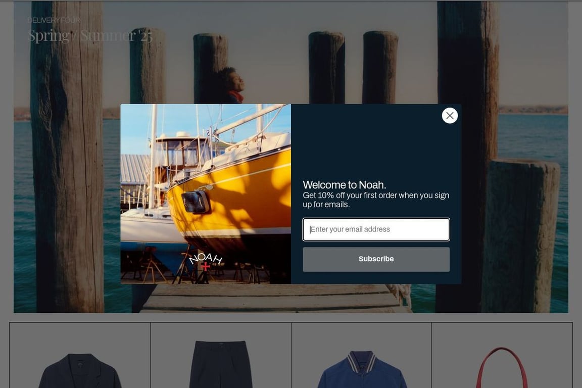 NOAH Clothing homepage
