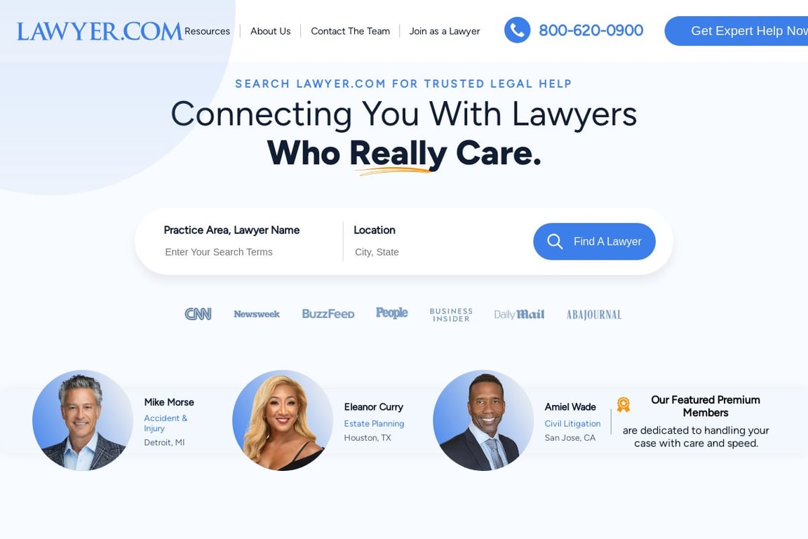 Lawyer.com homepage