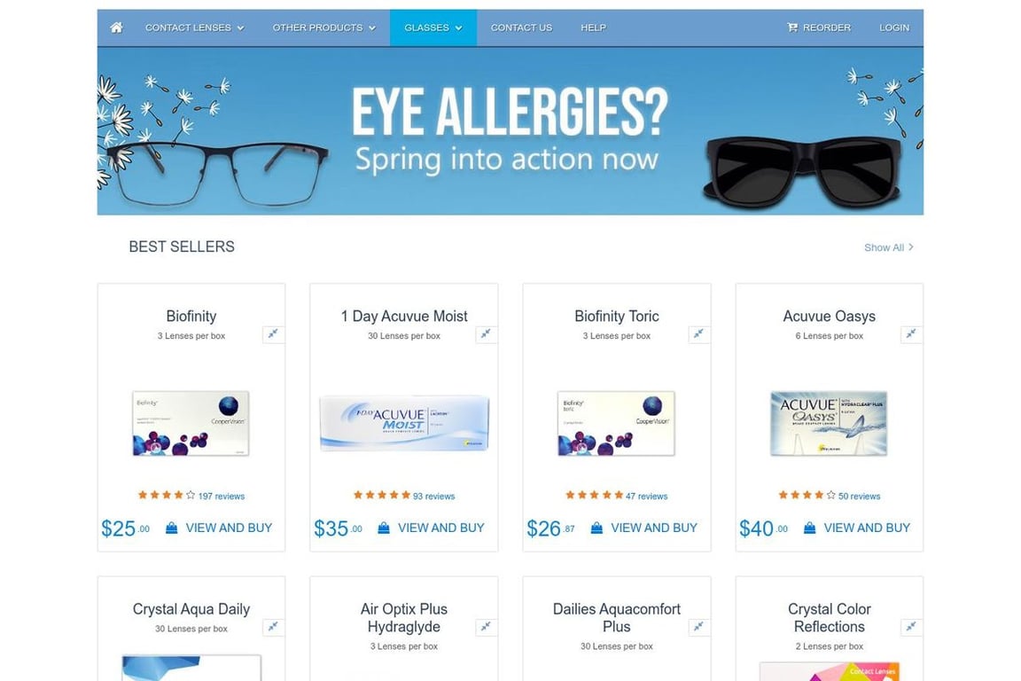 Contactlenses Ltd homepage