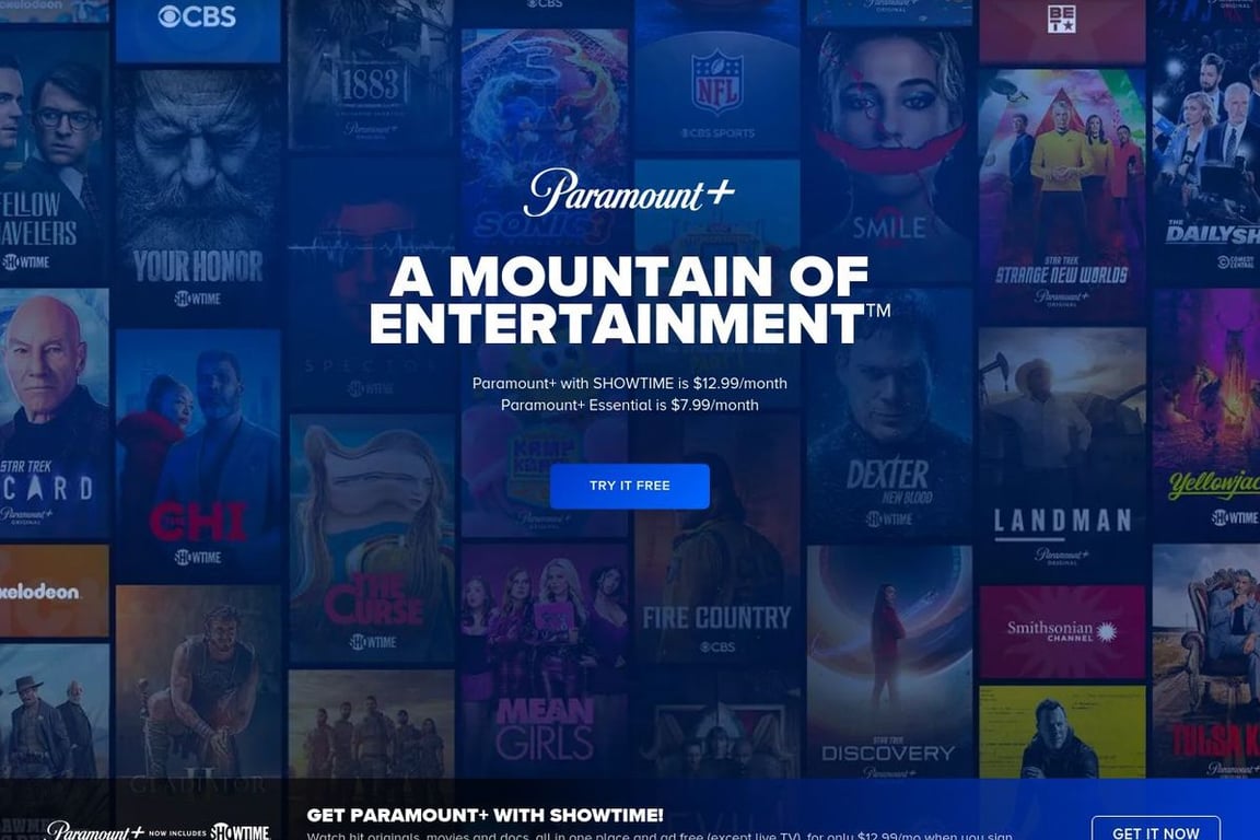 Paramount homepage