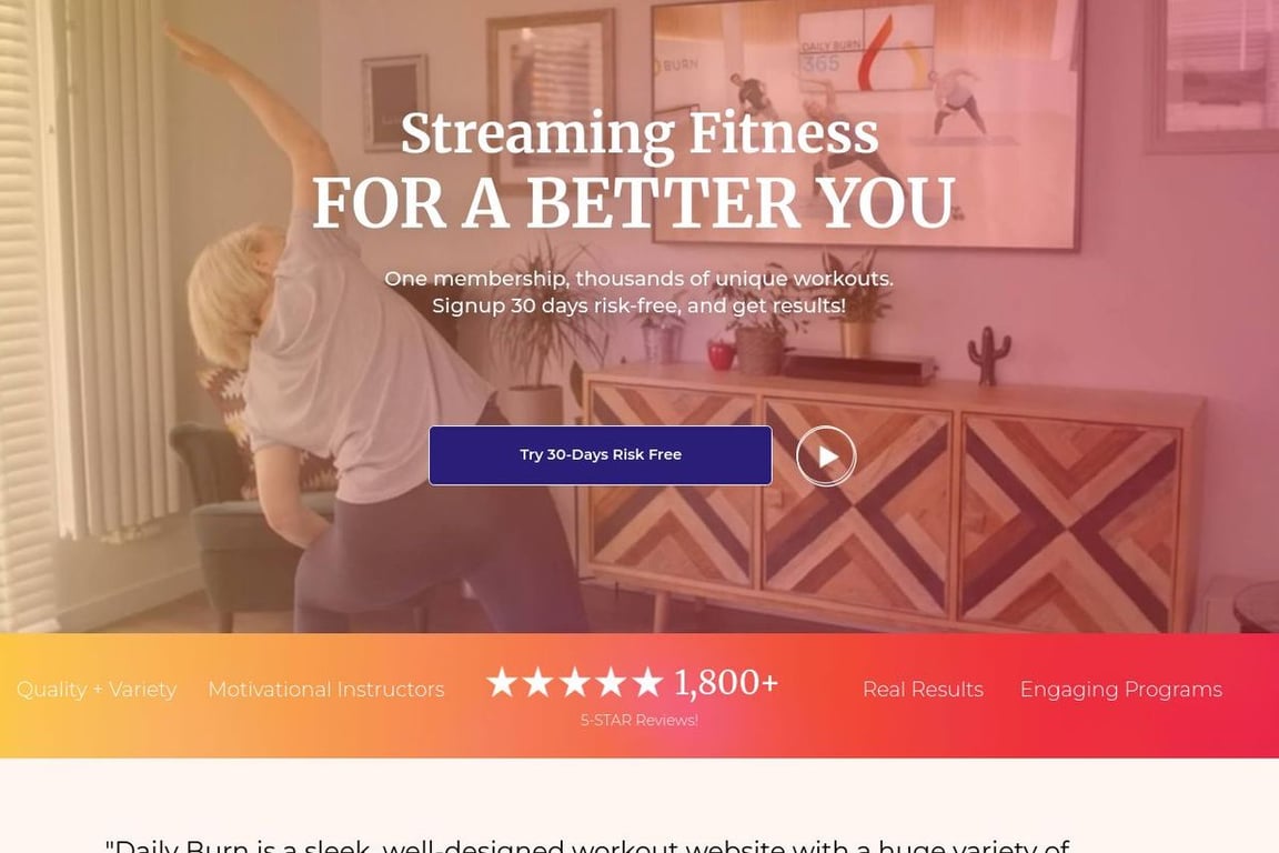 Daily Burn homepage