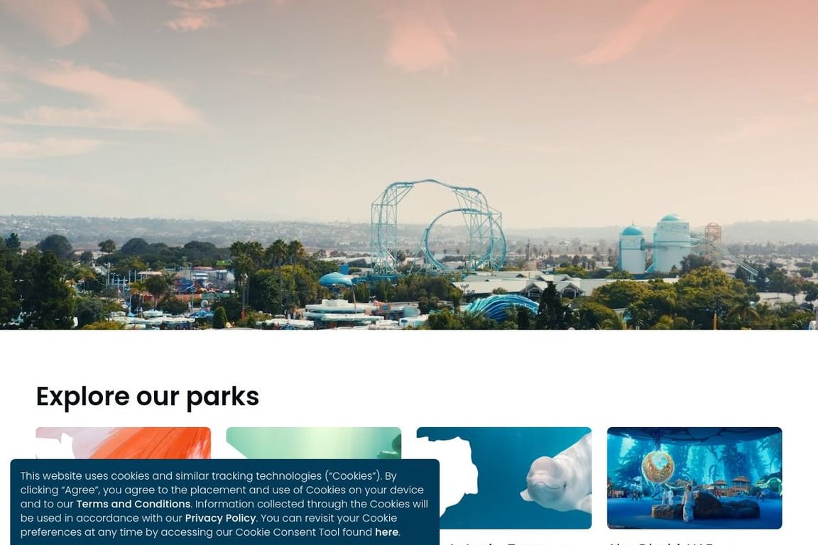 SeaWorld homepage