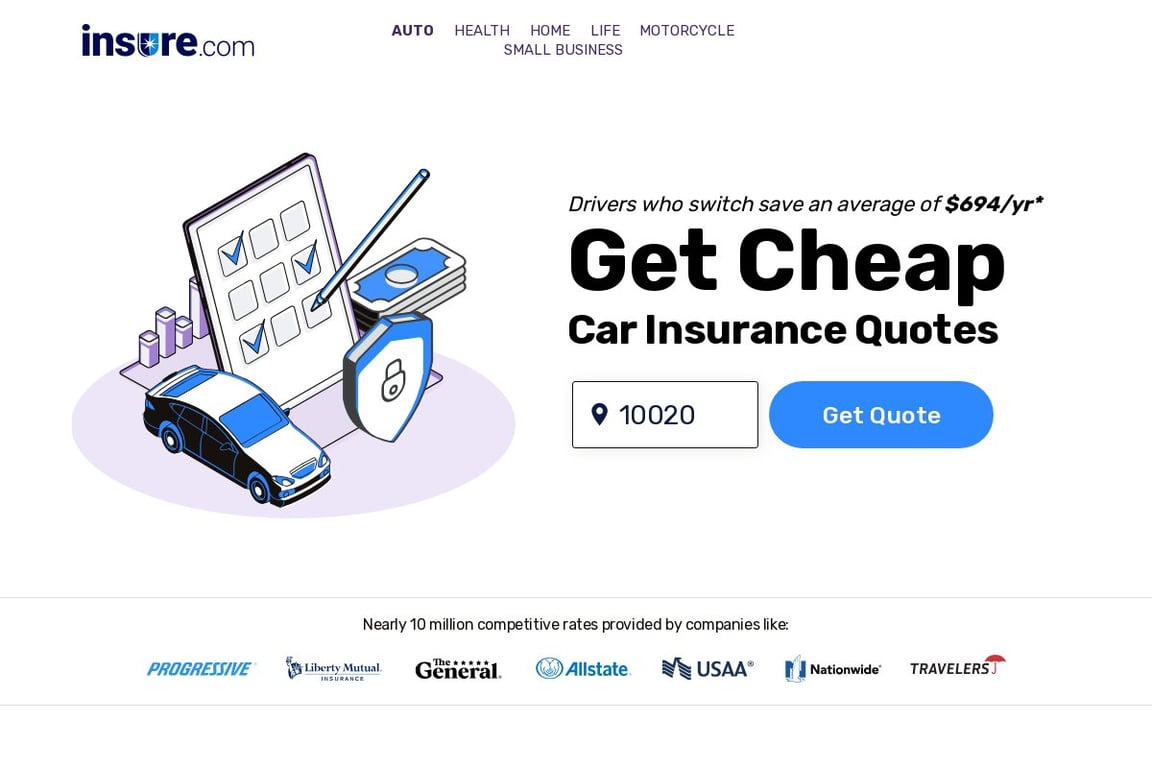 QuinStreet Insurance homepage