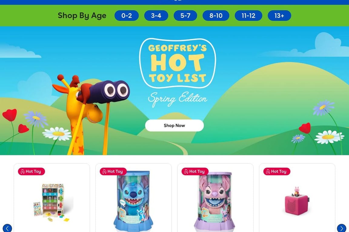 Toys R Us homepage