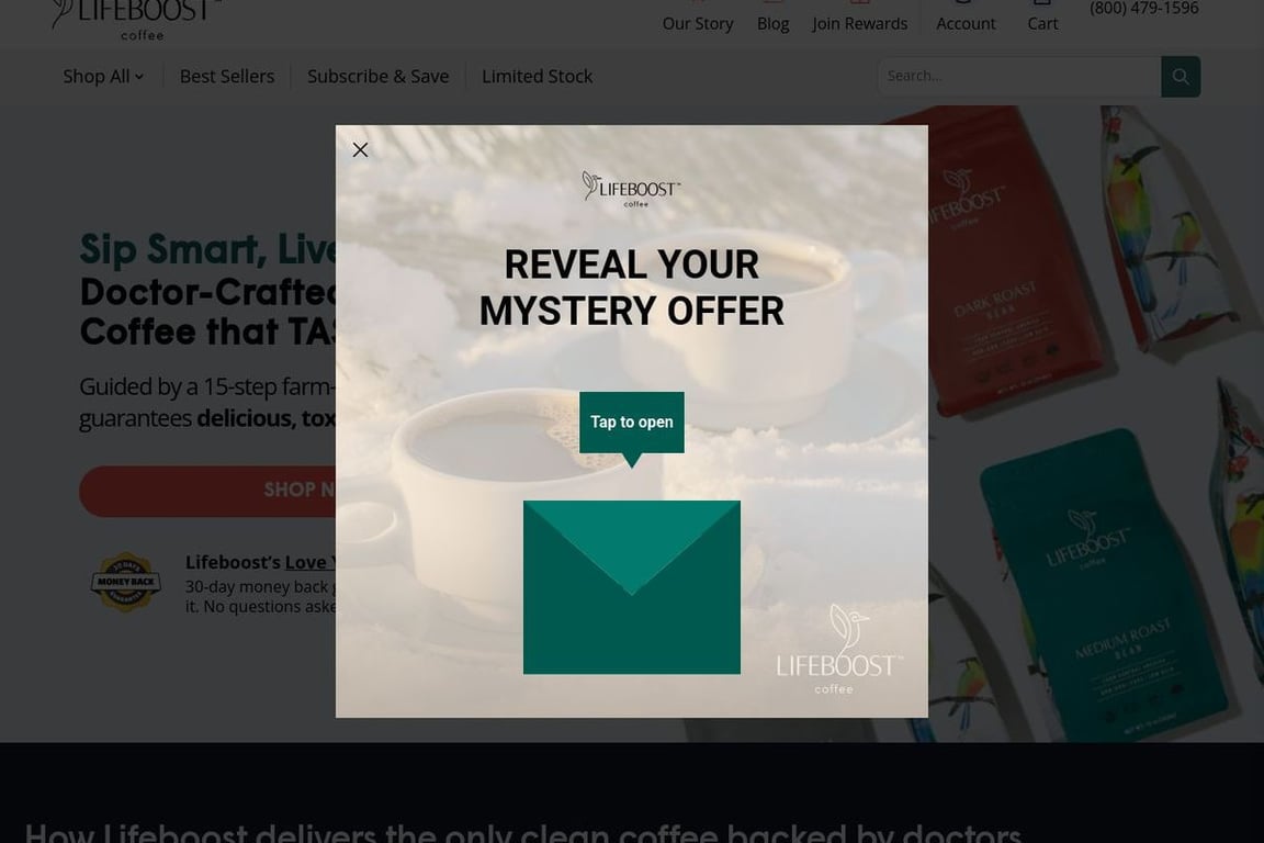 Lifeboost Coffee homepage