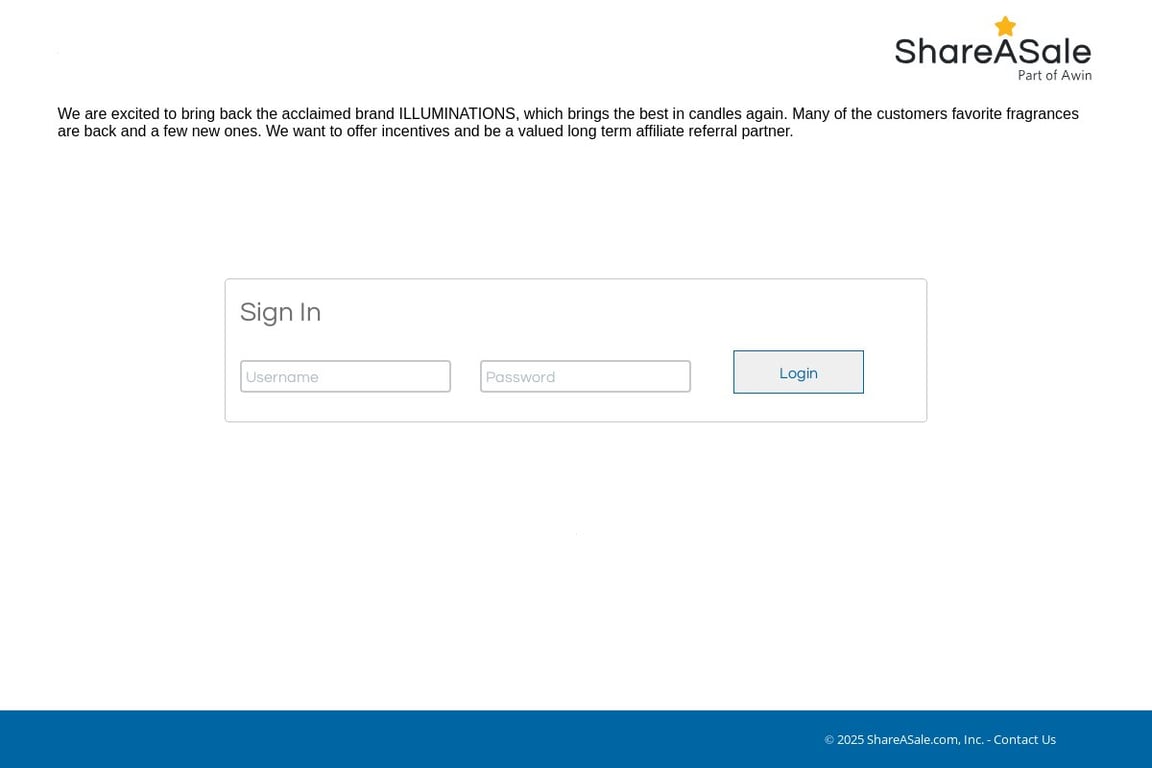 Illuminations affiliate program signup page