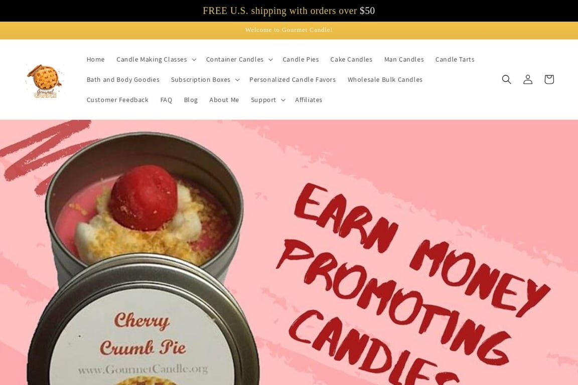 Gourmet Candle affiliate program signup page