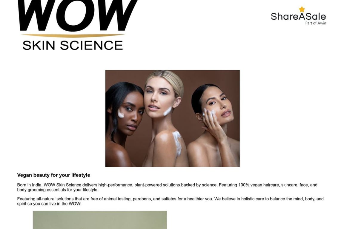 WOW Skin Care affiliate program signup page