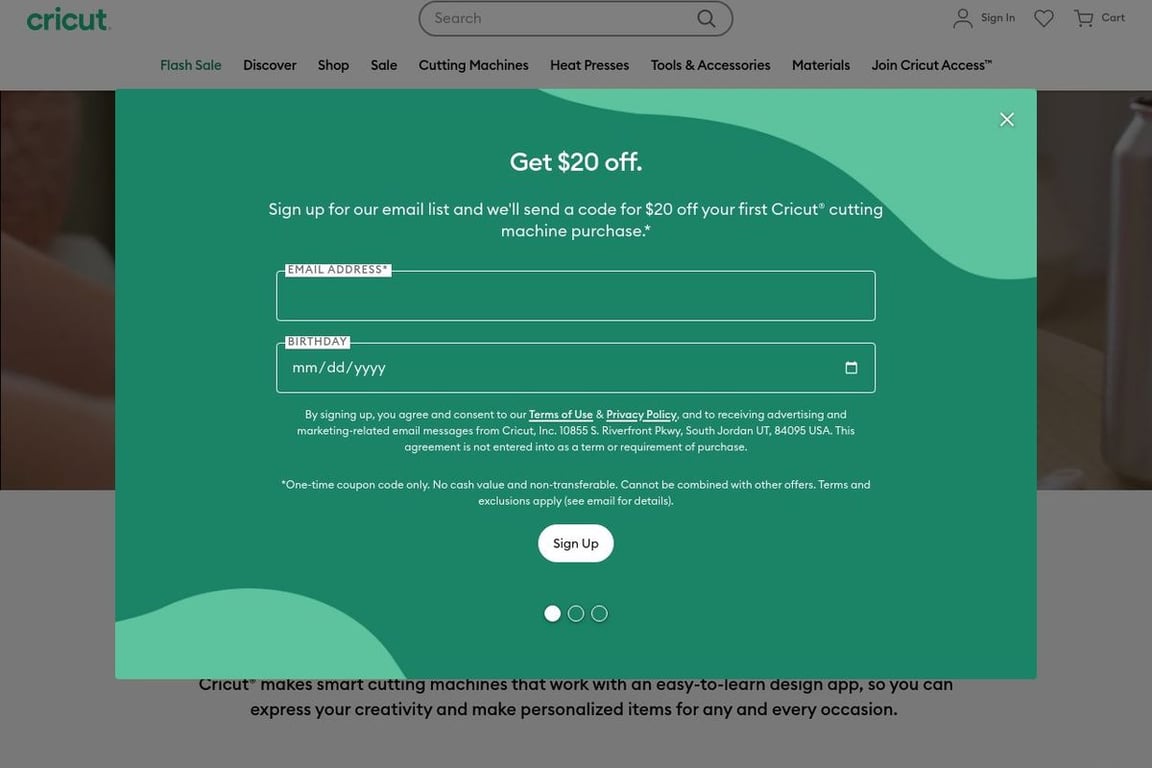 Cricut homepage