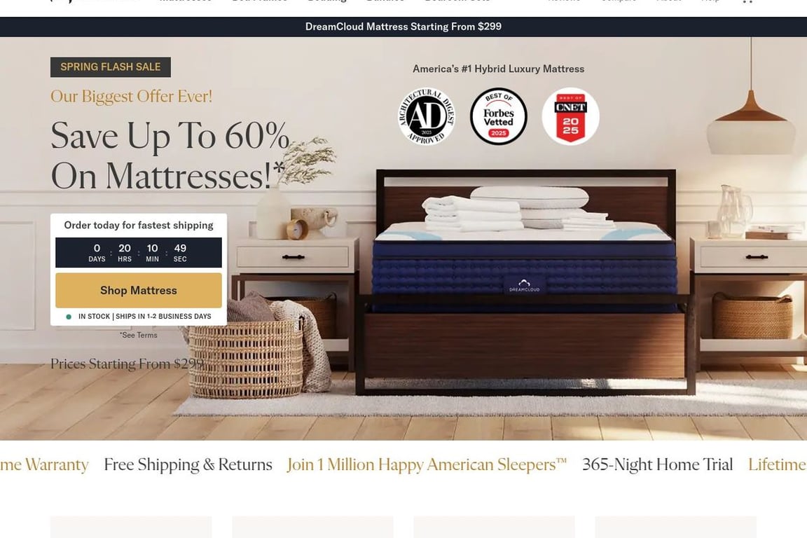 DreamCloud homepage