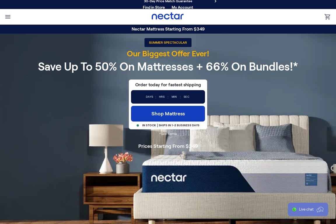Nectar Sleep homepage