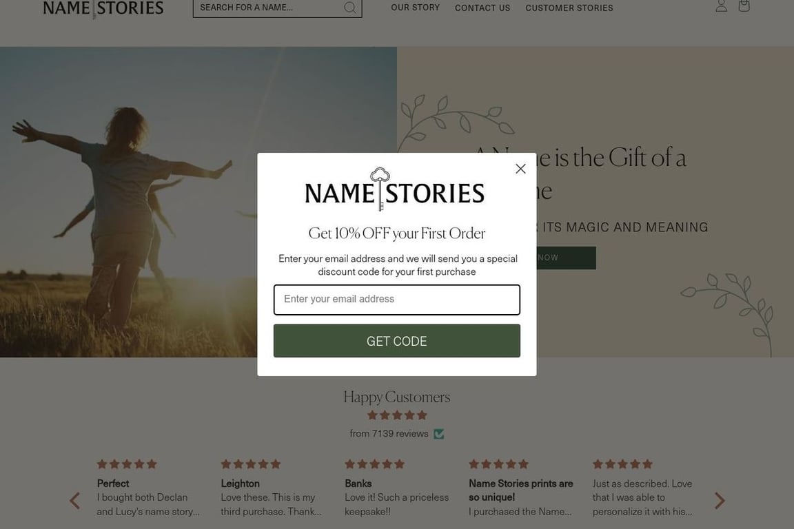 Name Stories homepage