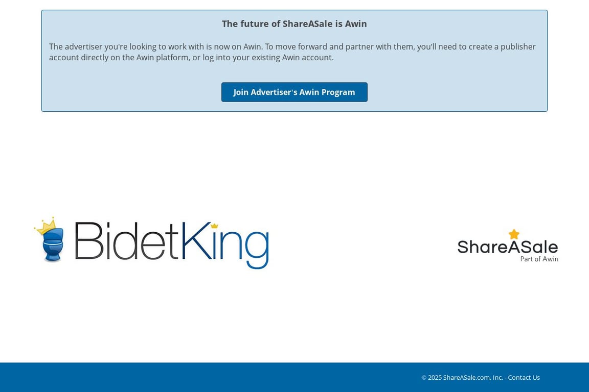 BidetKing.com affiliate program signup page
