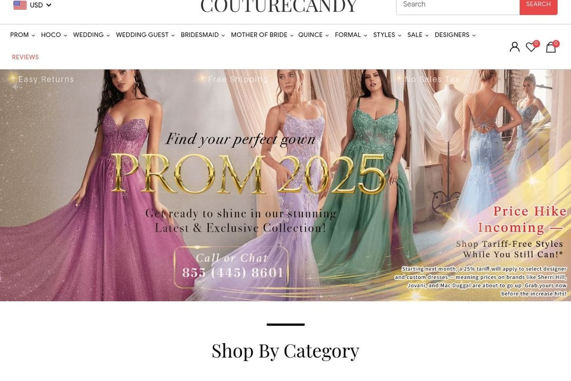 CoutureCandy.com homepage
