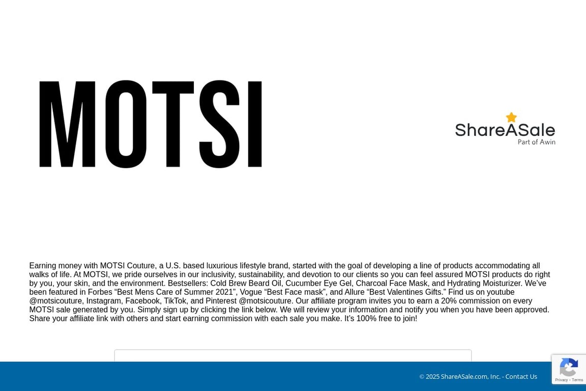 MOTSI affiliate program signup page