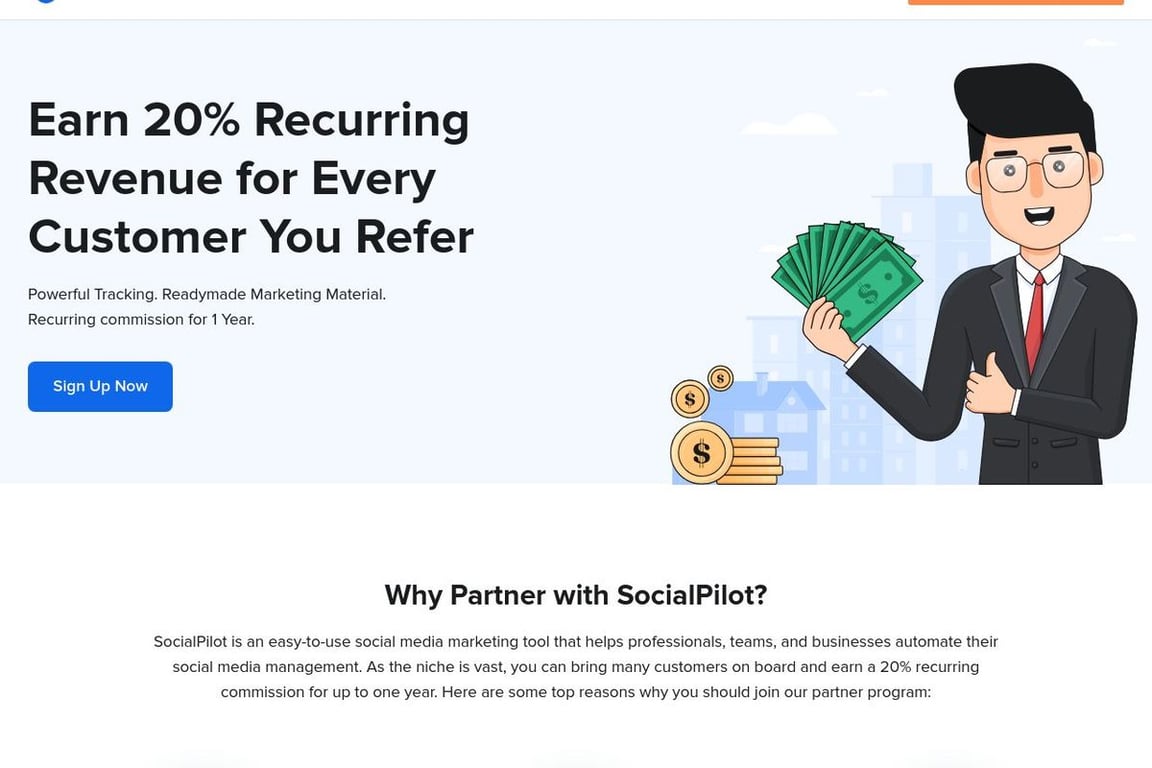 SocialPilot affiliate program signup page