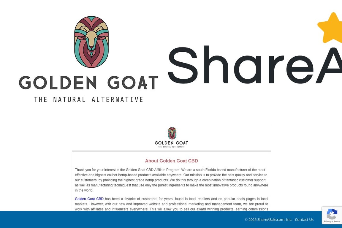 Golden Goat CBD affiliate program signup page