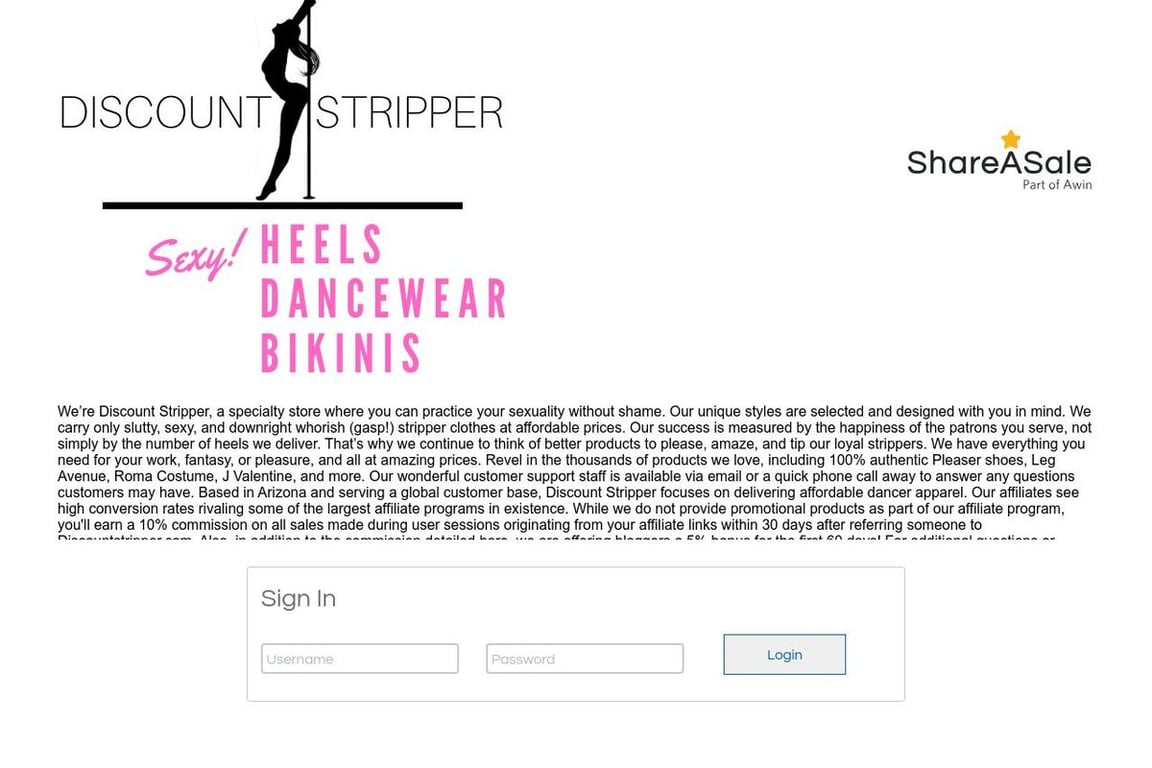 Discount Stripper affiliate program signup page