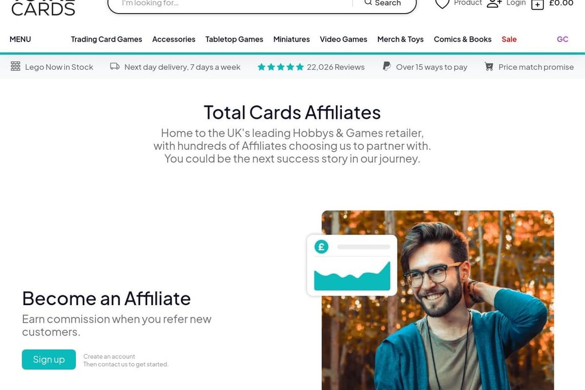 Total Cards affiliate program signup page