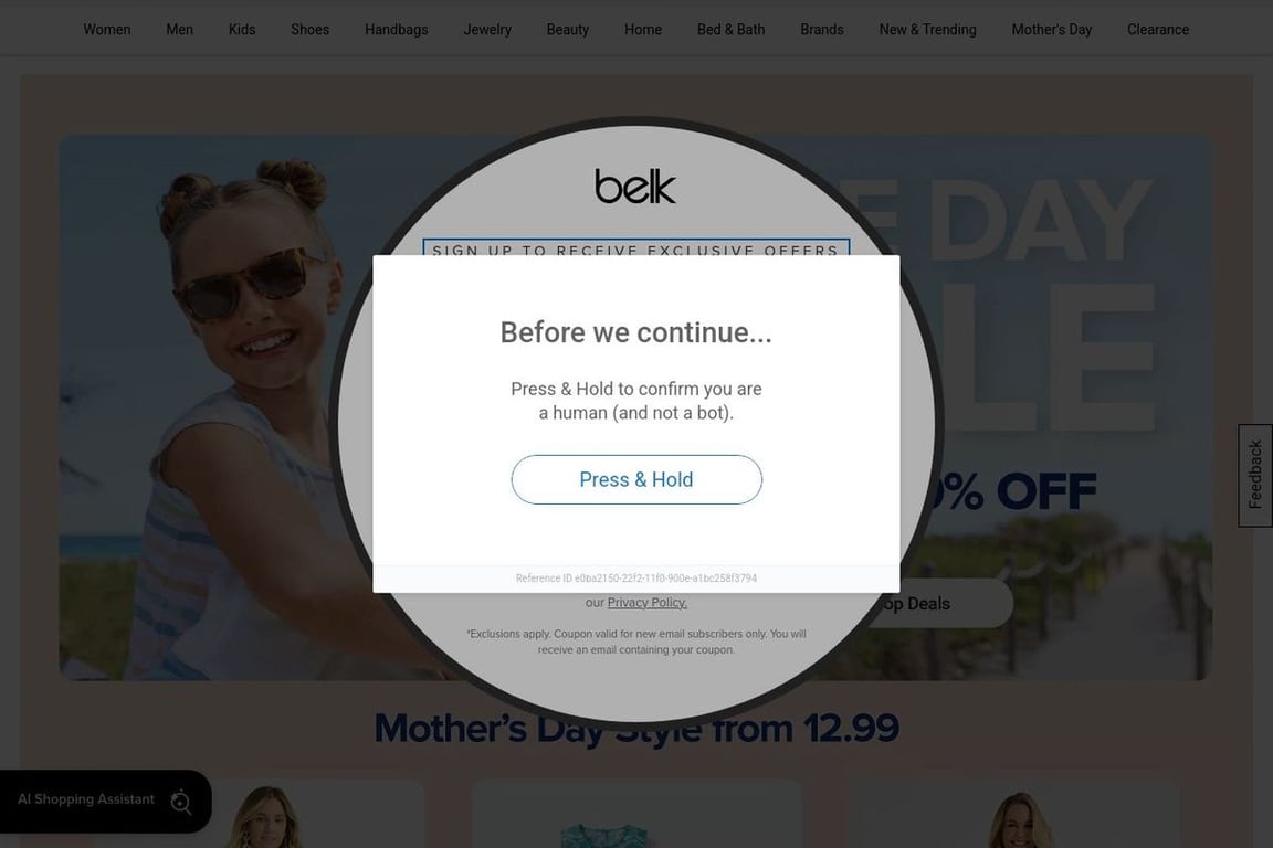 Belk homepage