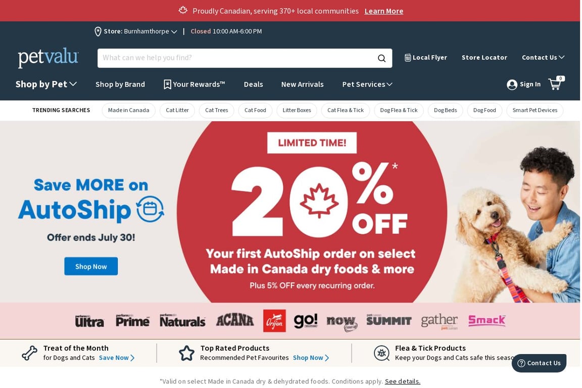 Pet Valu CA homepage