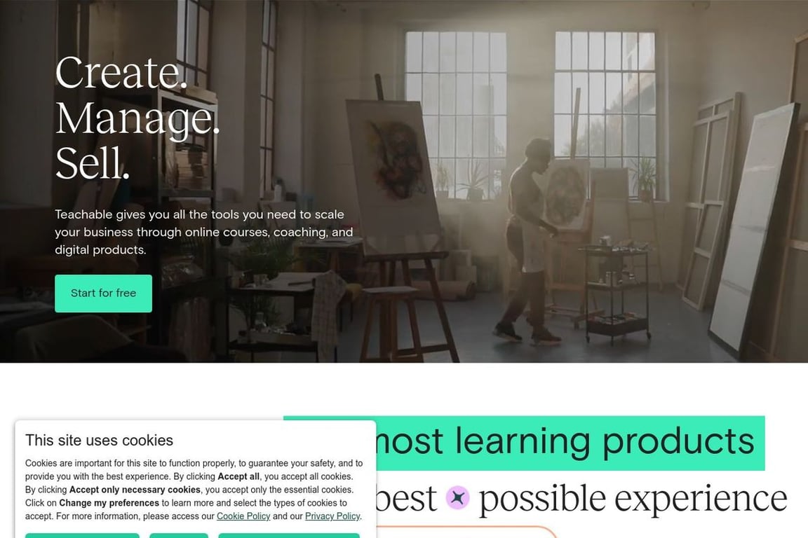 Teachable homepage