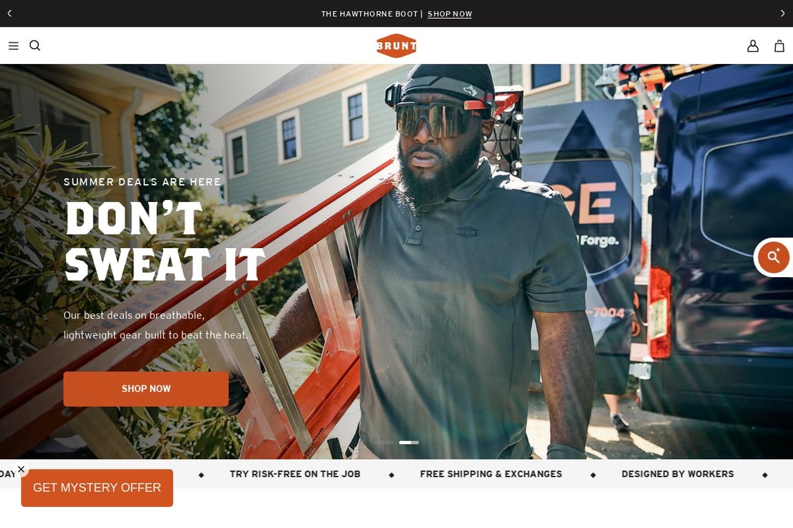 Brunt Workwear homepage