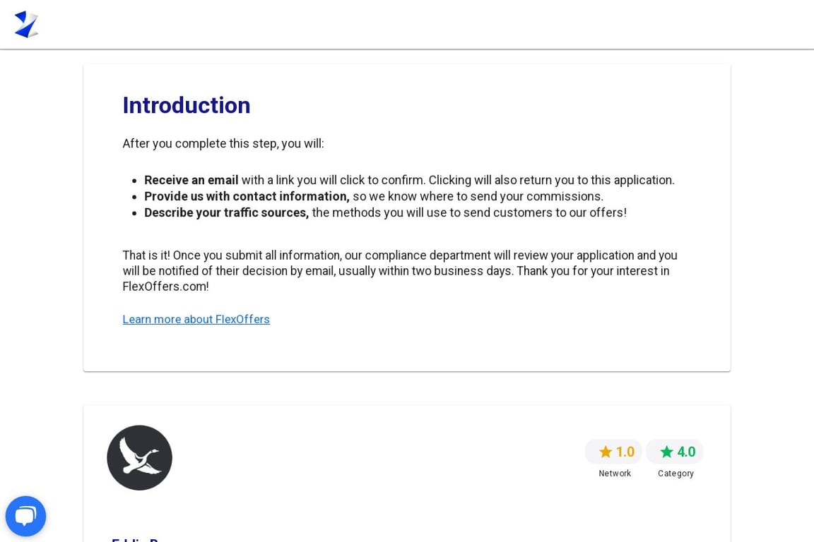 Eddie Bauer affiliate program signup page