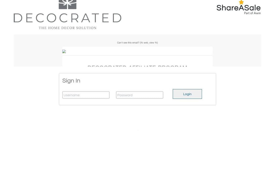 Decocrated affiliate program signup page