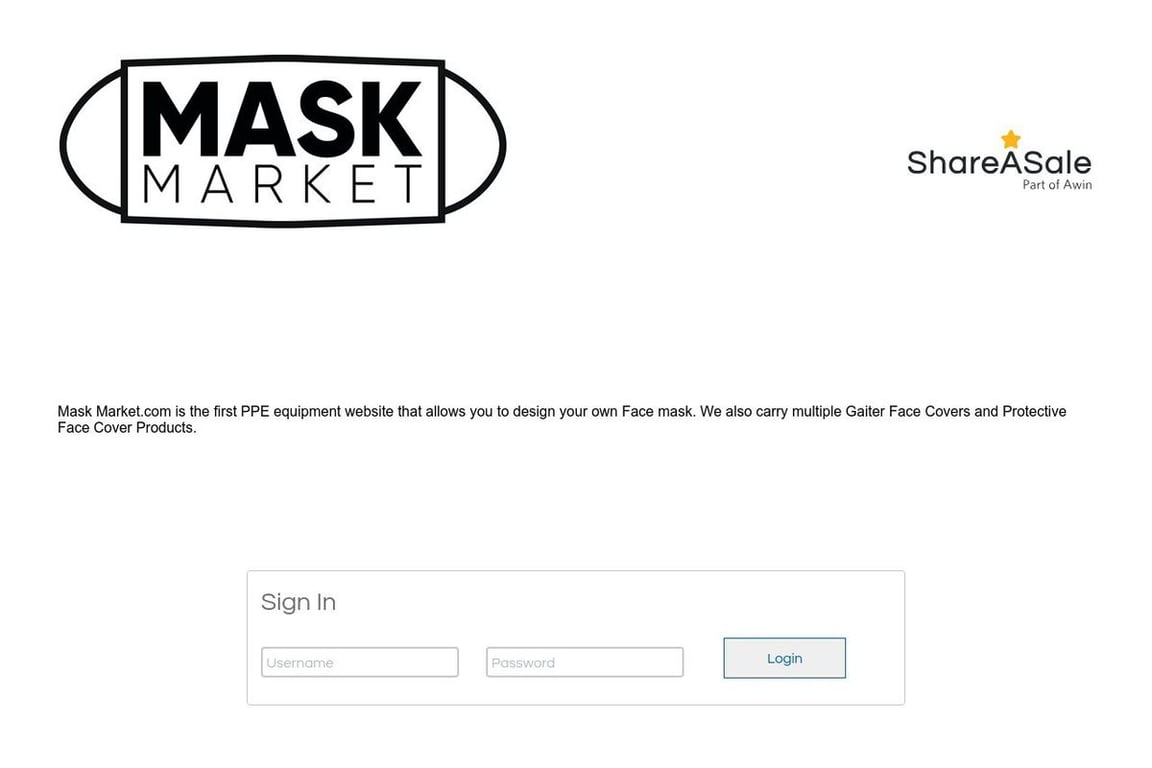 Mask Market affiliate program signup page