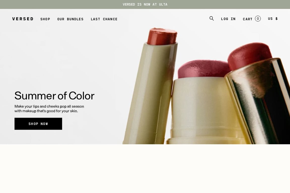 Versed Skin homepage