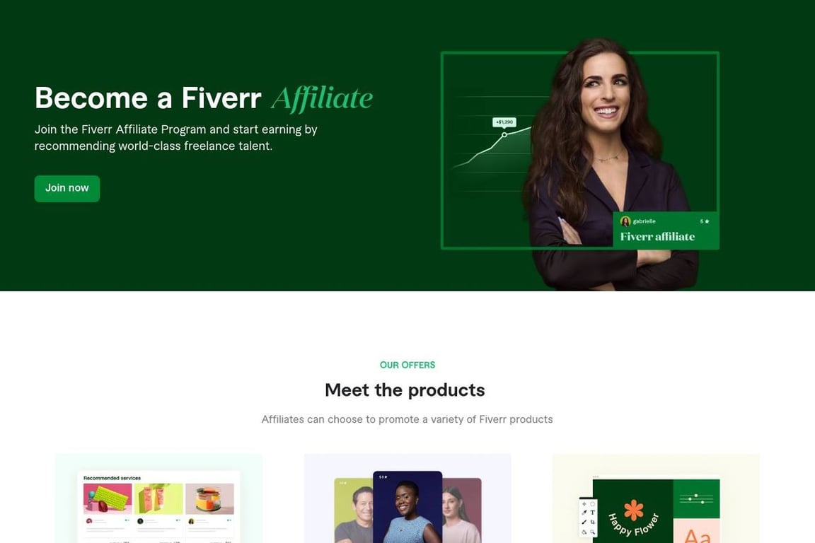 Fiverr Affiliates homepage